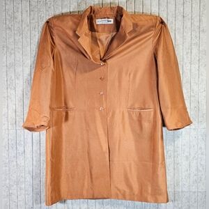 Vintage Focus 2000 100% Silk Longline Blazer | Size 18